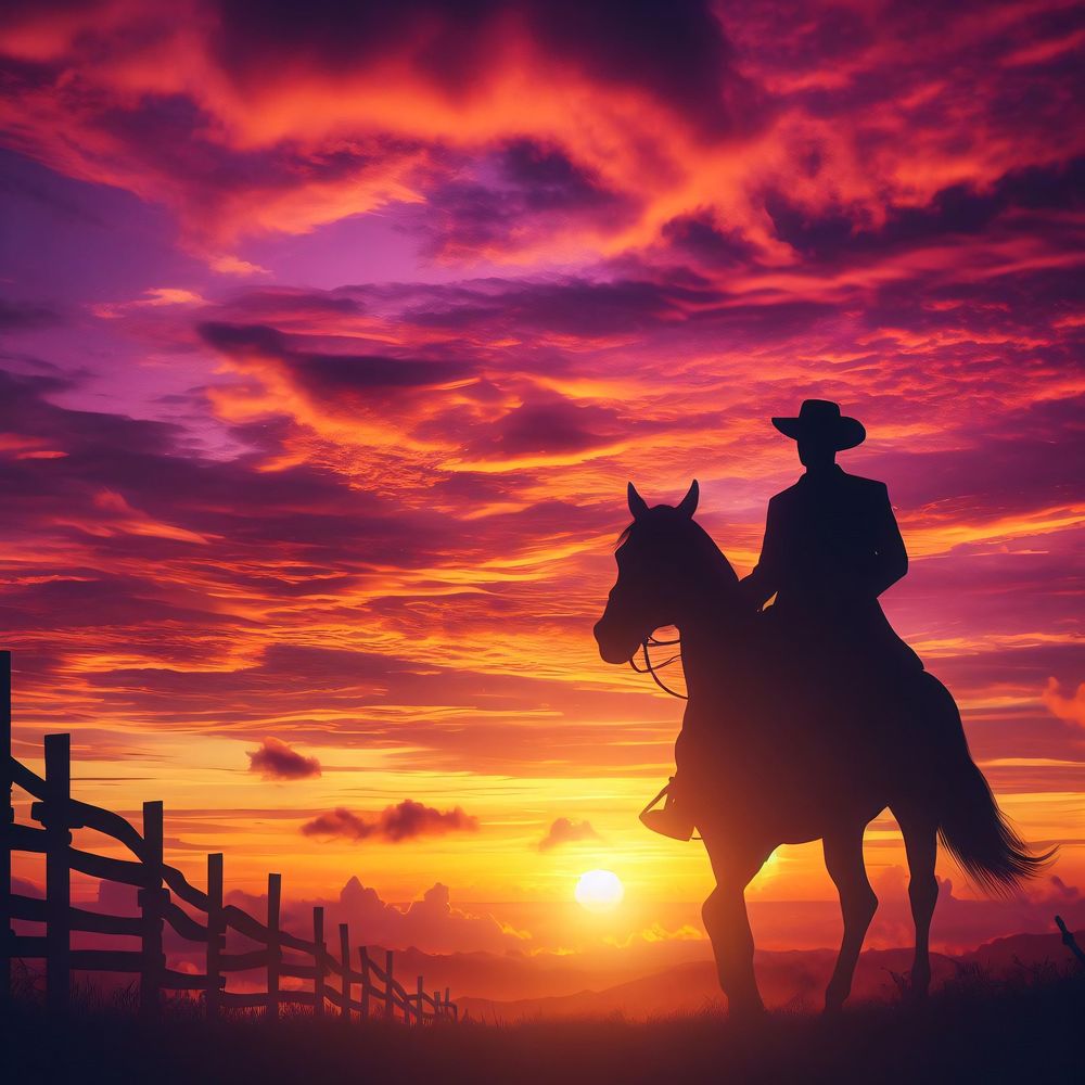 Cowboy at sunset